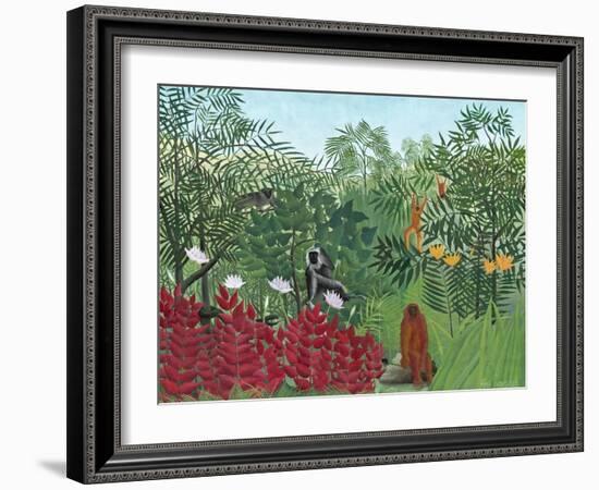 Tropical Forest with Monkeys, 1910-Henri Rousseau-Framed Giclee Print