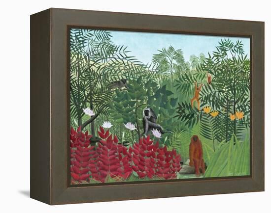 Tropical Forest with Monkeys, 1910-Henri Rousseau-Framed Premier Image Canvas