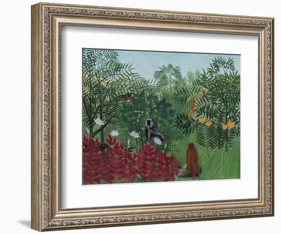 Tropical Forest with Monkeys, 1910-Henri Rousseau-Framed Art Print