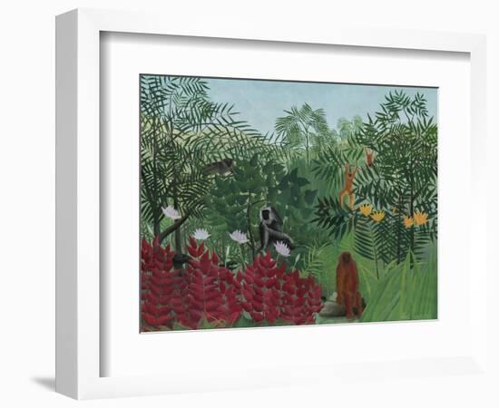Tropical Forest with Monkeys, 1910-Henri Rousseau-Framed Art Print
