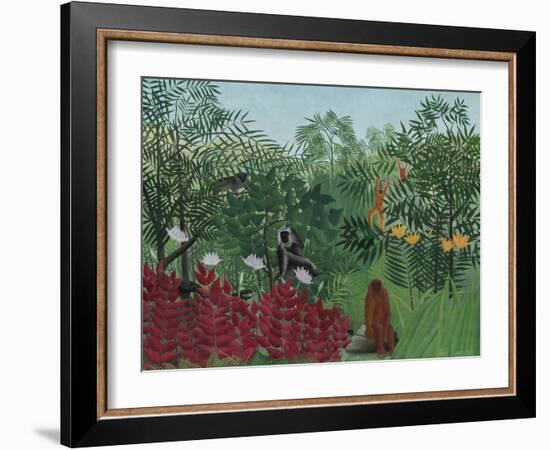 Tropical Forest with Monkeys, 1910-Henri Rousseau-Framed Art Print