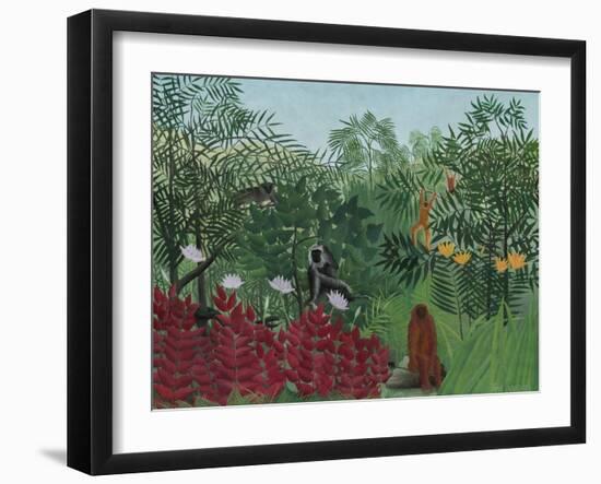 Tropical Forest with Monkeys, 1910-Henri Rousseau-Framed Art Print