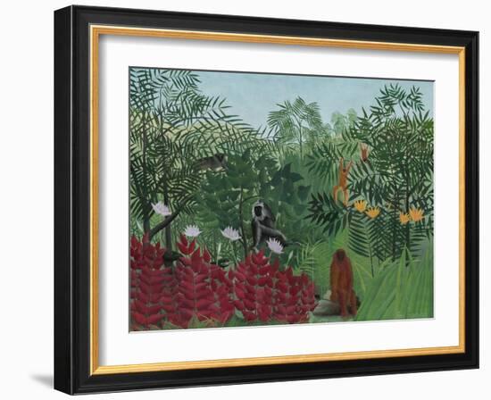 Tropical Forest with Monkeys, 1910-Henri Rousseau-Framed Art Print