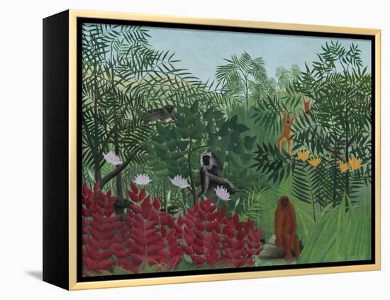 Tropical Forest with Monkeys, 1910-Henri Rousseau-Framed Stretched Canvas