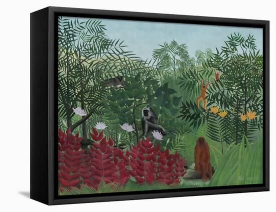 Tropical Forest with Monkeys, by Henri Rousseau, 1910, French painting,-Henri Rousseau-Framed Stretched Canvas