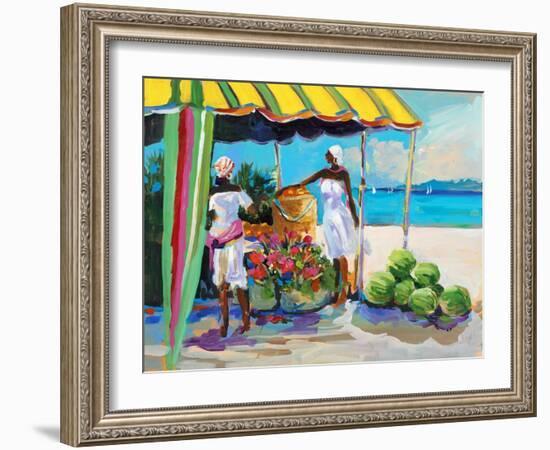 Tropical Fruit Stand-Jane Slivka-Framed Art Print