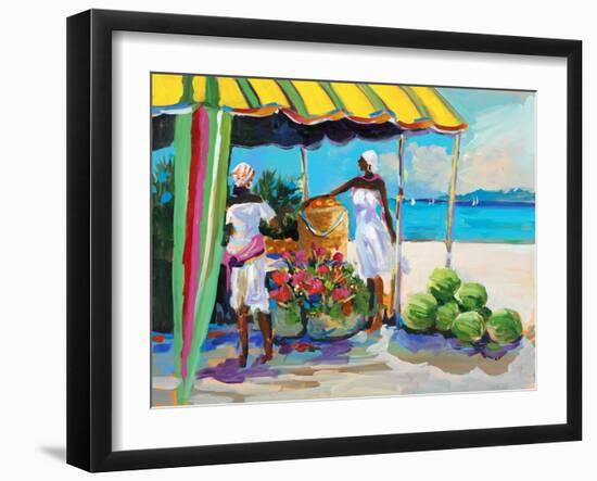 Tropical Fruit Stand-Jane Slivka-Framed Art Print