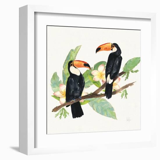 Tropical Fun Bird I Leaves-Harriet Sussman-Framed Art Print