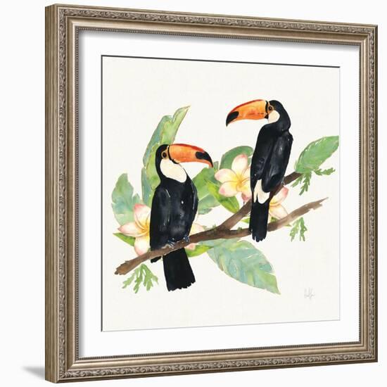 Tropical Fun Bird I Leaves-Harriet Sussman-Framed Art Print