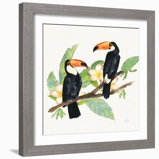 Tropical Fun Bird I Leaves-Harriet Sussman-Framed Art Print