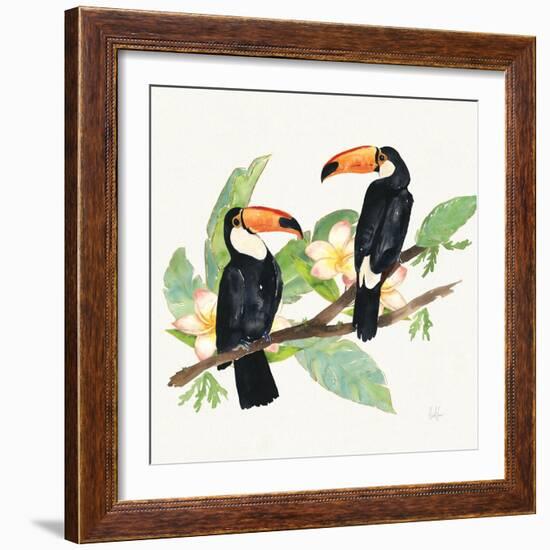 Tropical Fun Bird I Leaves-Harriet Sussman-Framed Art Print