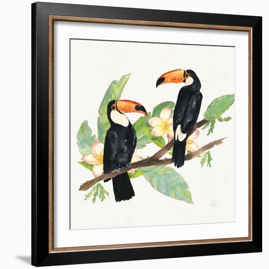 Tropical Fun Bird I Leaves-Harriet Sussman-Framed Art Print