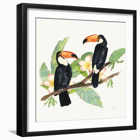 Tropical Fun Bird I Leaves-Harriet Sussman-Framed Art Print