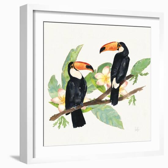 Tropical Fun Bird I Leaves-Harriet Sussman-Framed Art Print