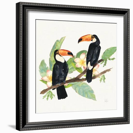 Tropical Fun Bird I Leaves-Harriet Sussman-Framed Art Print