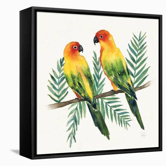 Tropical Fun Bird III Leaves-Harriet Sussman-Framed Stretched Canvas