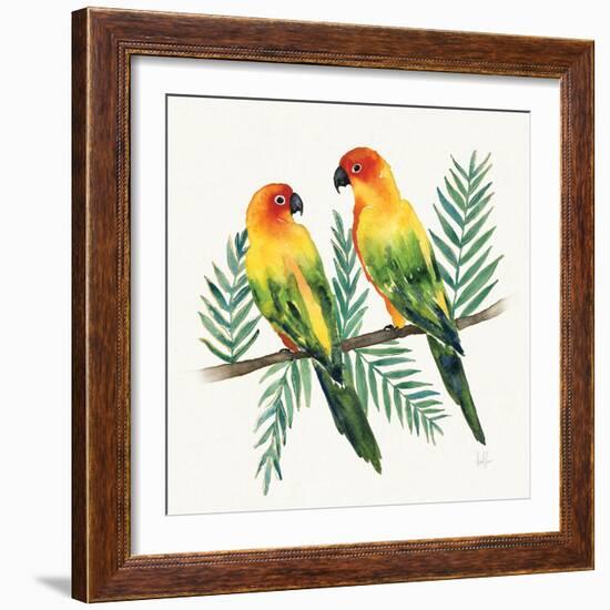 Tropical Fun Bird III Leaves-Harriet Sussman-Framed Art Print