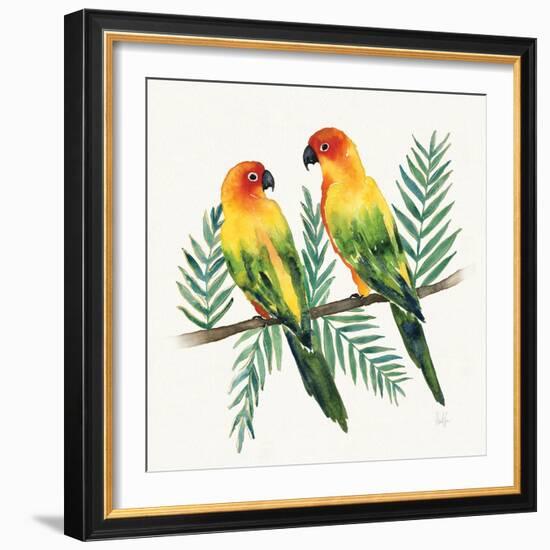 Tropical Fun Bird III Leaves-Harriet Sussman-Framed Art Print