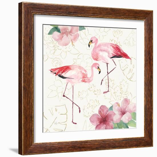 Tropical Fun Bird V with Gold-Harriet Sussman-Framed Art Print