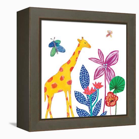 Tropical Giraffe-Jennifer McCully-Framed Stretched Canvas