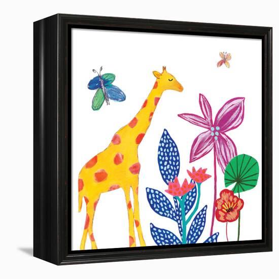 Tropical Giraffe-Jennifer McCully-Framed Stretched Canvas