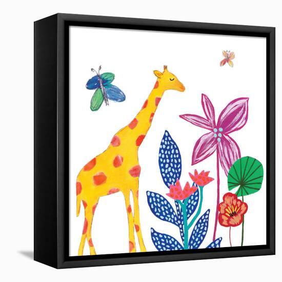 Tropical Giraffe-Jennifer McCully-Framed Stretched Canvas
