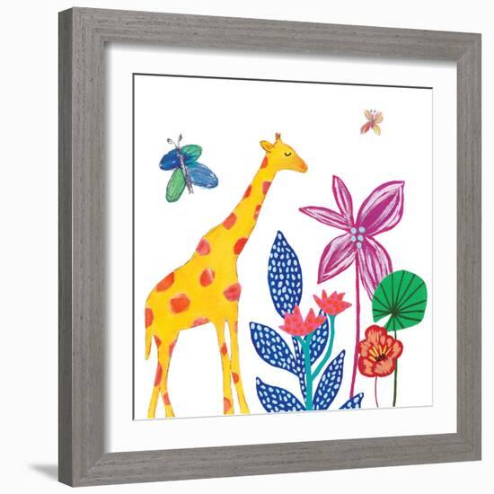 Tropical Giraffe-Jennifer McCully-Framed Art Print
