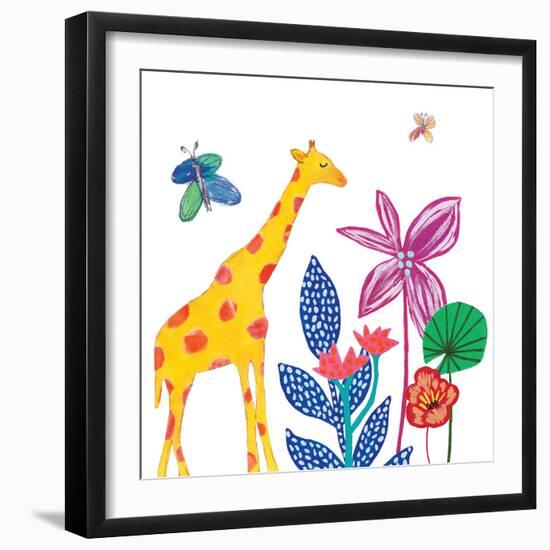 Tropical Giraffe-Jennifer McCully-Framed Art Print