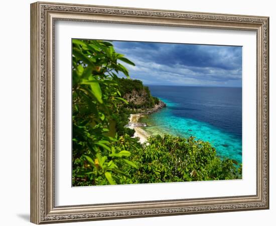 Tropical Green Island and Blue Sea with Coral Reef. View from Top of a Mountain to Apo Reef Natural-Dudarev Mikhail-Framed Photographic Print