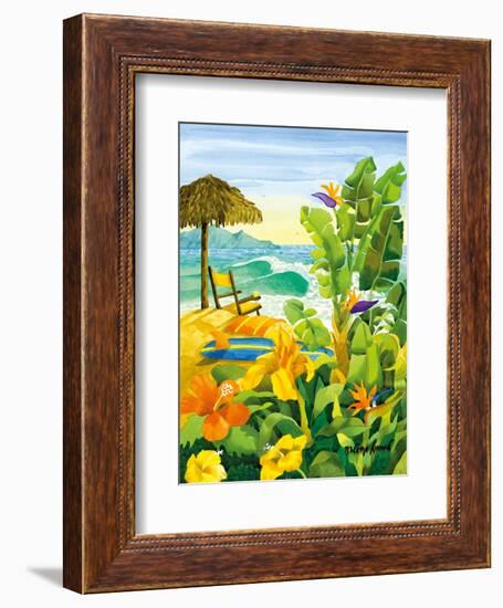 Tropical Holiday - Beach Chair Ocean View - Hawaii - Hawaiian Islands-Robin Wethe Altman-Framed Art Print