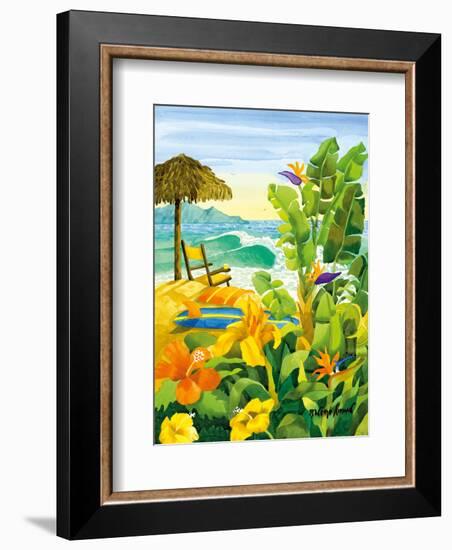 Tropical Holiday - Beach Chair Ocean View - Hawaii - Hawaiian Islands-Robin Wethe Altman-Framed Art Print