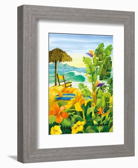 Tropical Holiday - Beach Chair Ocean View - Hawaii - Hawaiian Islands-Robin Wethe Altman-Framed Art Print