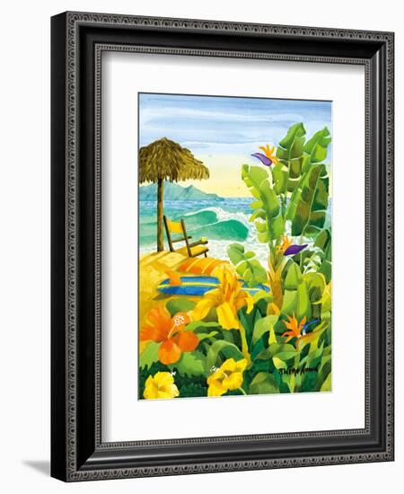 Tropical Holiday - Beach Chair Ocean View - Hawaii - Hawaiian Islands-Robin Wethe Altman-Framed Art Print