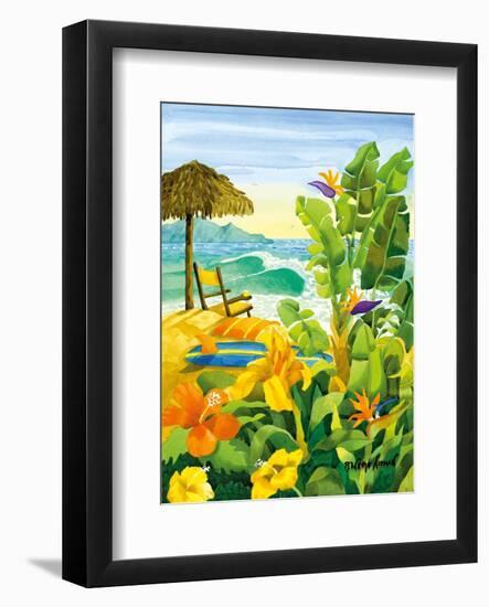 Tropical Holiday - Beach Chair Ocean View - Hawaii - Hawaiian Islands-Robin Wethe Altman-Framed Art Print