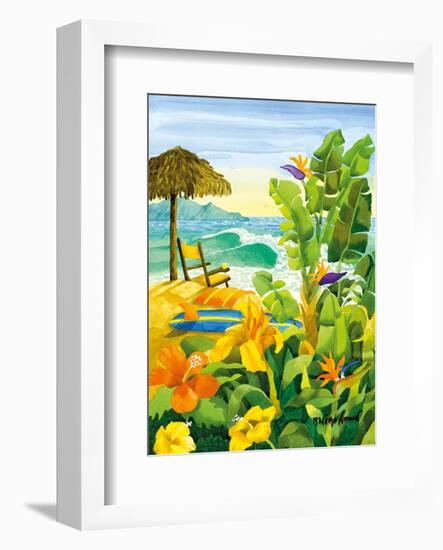 Tropical Holiday - Beach Chair Ocean View - Hawaii - Hawaiian Islands-Robin Wethe Altman-Framed Art Print