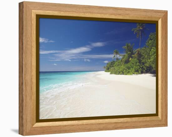 Tropical Island and Lagoon, Maldives, Indian Ocean, Asia-Sakis Papadopoulos-Framed Premier Image Canvas