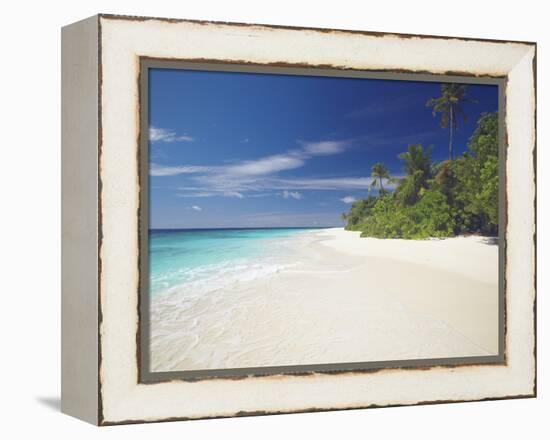 Tropical Island and Lagoon, Maldives, Indian Ocean, Asia-Sakis Papadopoulos-Framed Premier Image Canvas