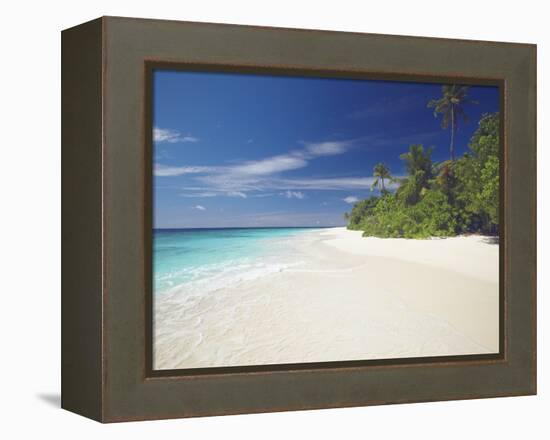 Tropical Island and Lagoon, Maldives, Indian Ocean, Asia-Sakis Papadopoulos-Framed Premier Image Canvas