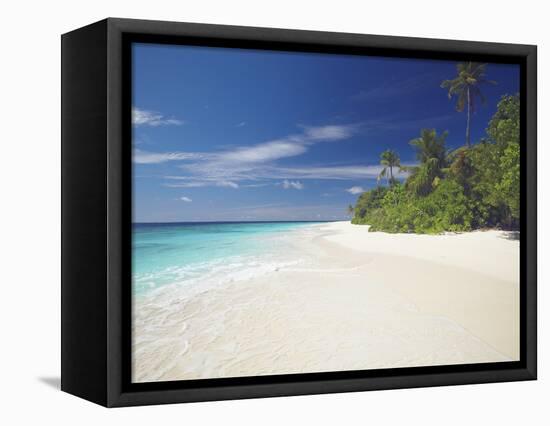 Tropical Island and Lagoon, Maldives, Indian Ocean, Asia-Sakis Papadopoulos-Framed Premier Image Canvas