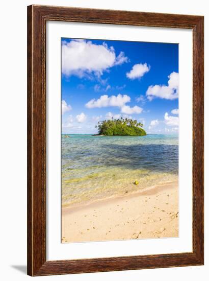 Tropical Island of Motu Taakoka Covered in Palm Trees in Muri Lagoon, Rarotonga, Cook Islands-Matthew Williams-Ellis-Framed Photographic Print