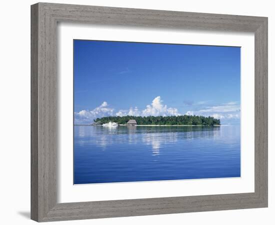 Tropical Island with Palm Trees, Surrounded by the Sea in the Maldive Islands, Indian Ocean-Tovy Adina-Framed Photographic Print