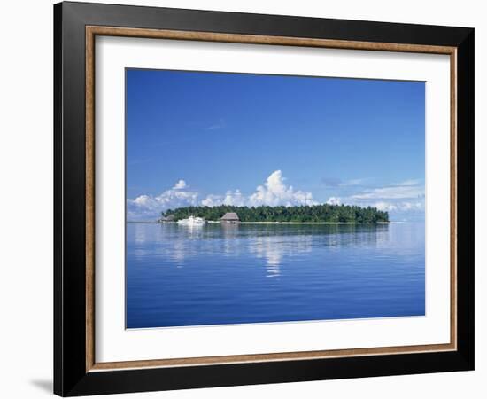 Tropical Island with Palm Trees, Surrounded by the Sea in the Maldive Islands, Indian Ocean-Tovy Adina-Framed Photographic Print