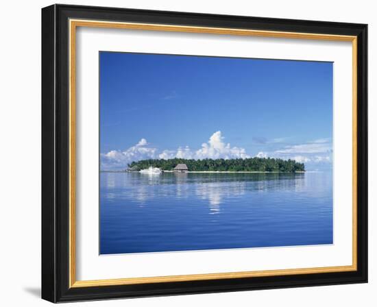 Tropical Island with Palm Trees, Surrounded by the Sea in the Maldive Islands, Indian Ocean-Tovy Adina-Framed Photographic Print