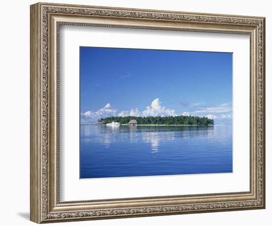 Tropical Island with Palm Trees, Surrounded by the Sea in the Maldive Islands, Indian Ocean-Tovy Adina-Framed Photographic Print