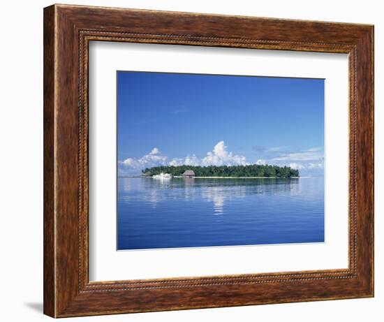 Tropical Island with Palm Trees, Surrounded by the Sea in the Maldive Islands, Indian Ocean-Tovy Adina-Framed Photographic Print