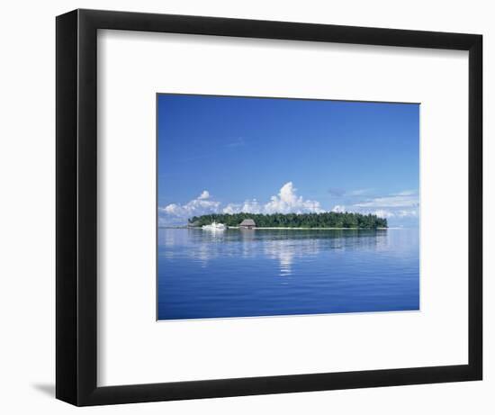 Tropical Island with Palm Trees, Surrounded by the Sea in the Maldive Islands, Indian Ocean-Tovy Adina-Framed Photographic Print