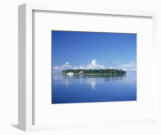 Tropical Island with Palm Trees, Surrounded by the Sea in the Maldive Islands, Indian Ocean-Tovy Adina-Framed Photographic Print