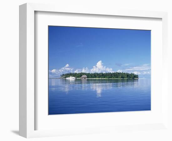 Tropical Island with Palm Trees, Surrounded by the Sea in the Maldive Islands, Indian Ocean-Tovy Adina-Framed Photographic Print