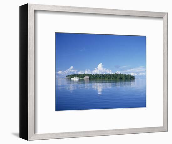 Tropical Island with Palm Trees, Surrounded by the Sea in the Maldive Islands, Indian Ocean-Tovy Adina-Framed Photographic Print