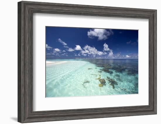 Tropical Lagoon and Coral Reef, Baa Atoll, Maldives, Indian Ocean, Asia-Sakis Papadopoulos-Framed Photographic Print